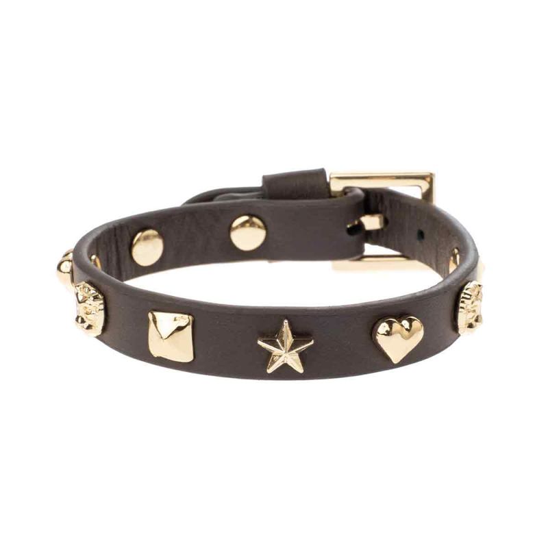 Leather Sign Stud Bracelet