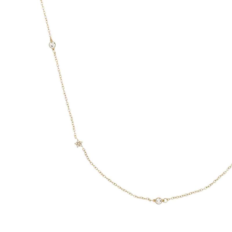 Crystal Star & Dot Chain Necklace