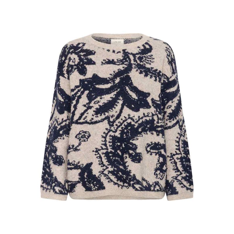 CRTemikka Knit Pullover - Navy Paisley